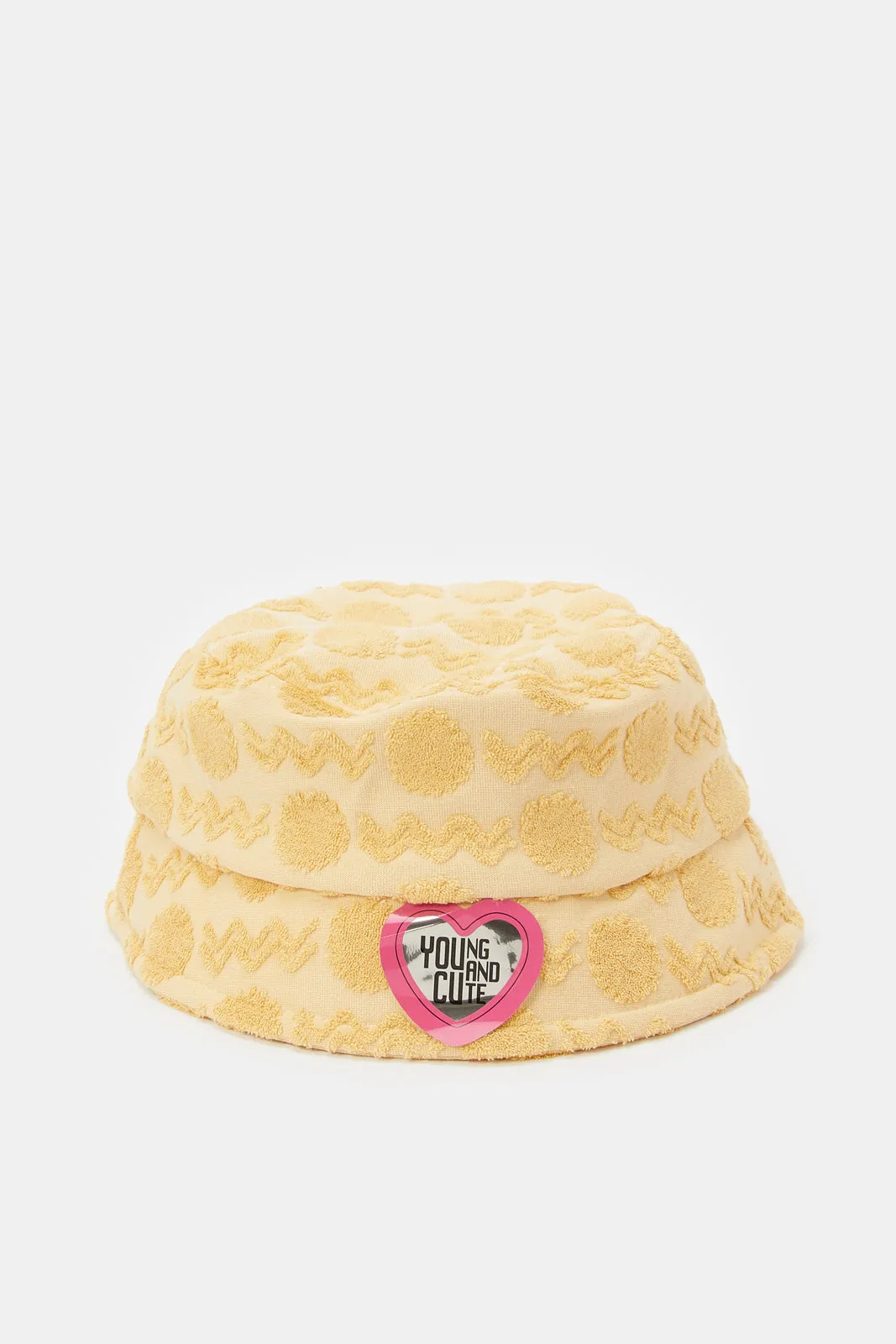 Girls Yellow Embroidered Bucket Cap