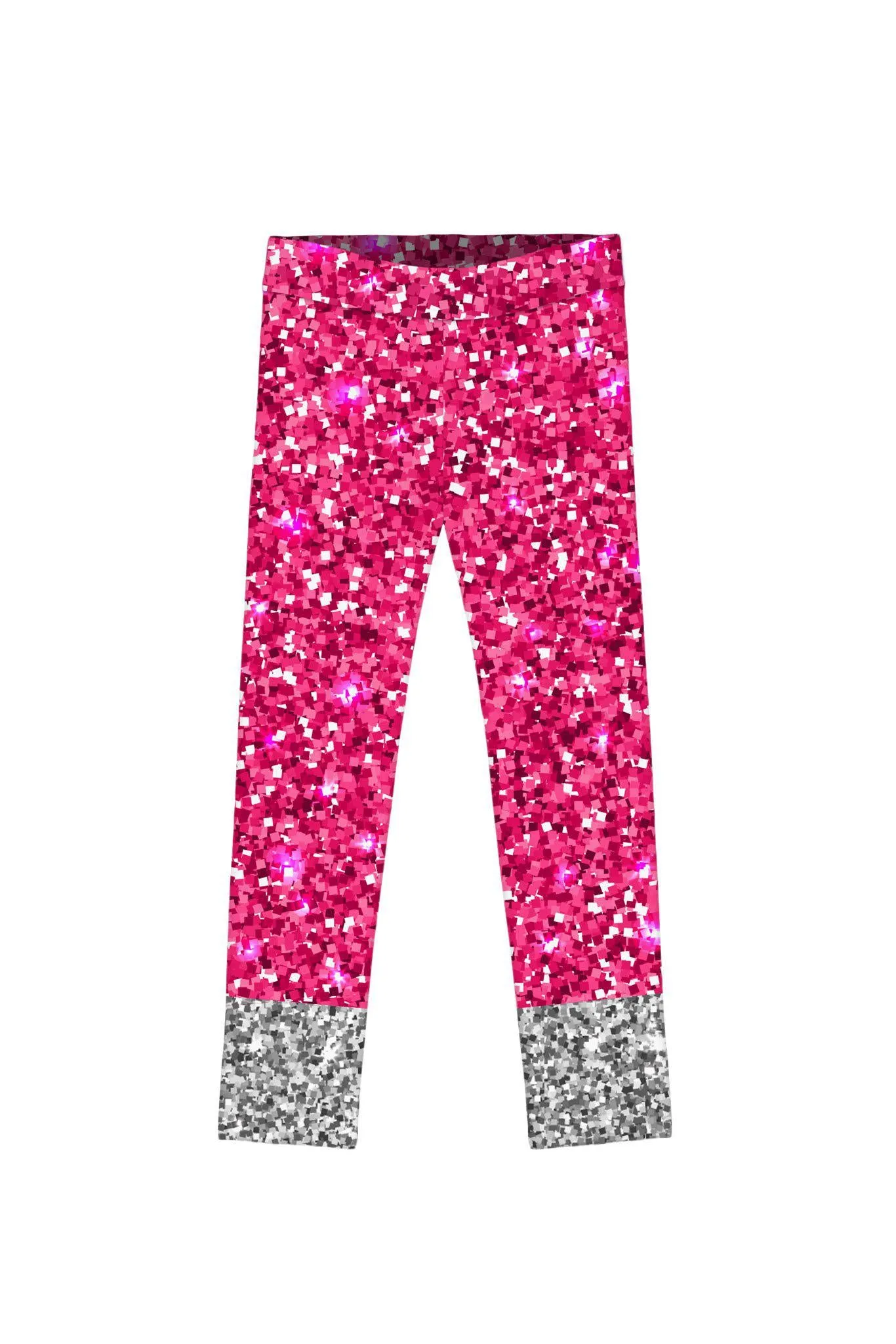 Glam Doll Lucy Pink & Silver Glitter Print Cute Leggings - Girls