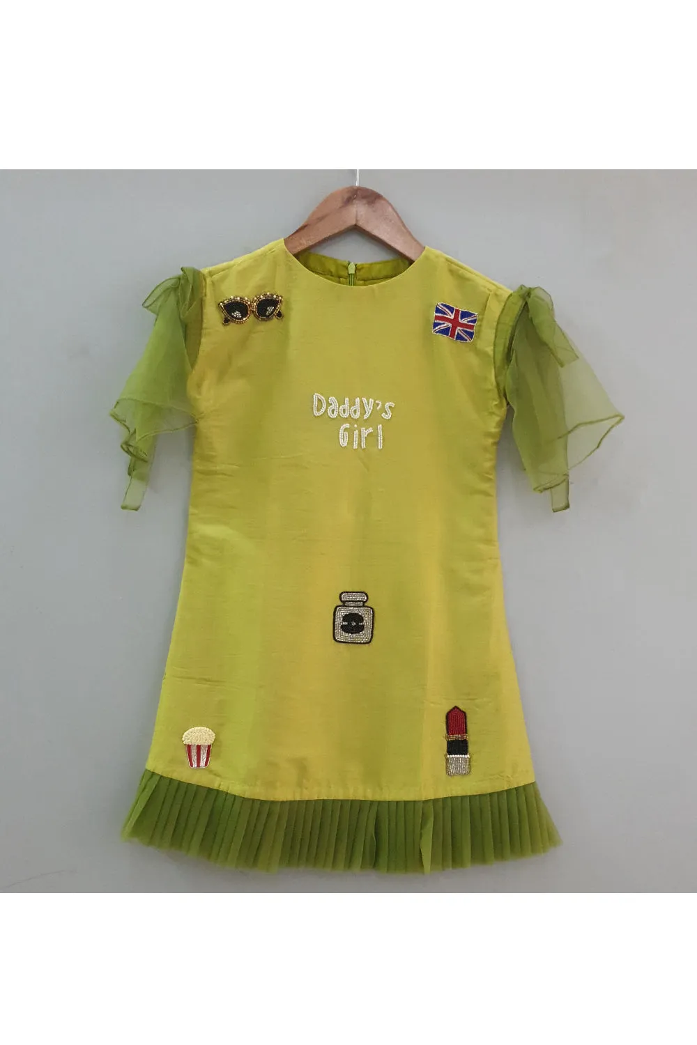 Green daddys girl embroidered dress