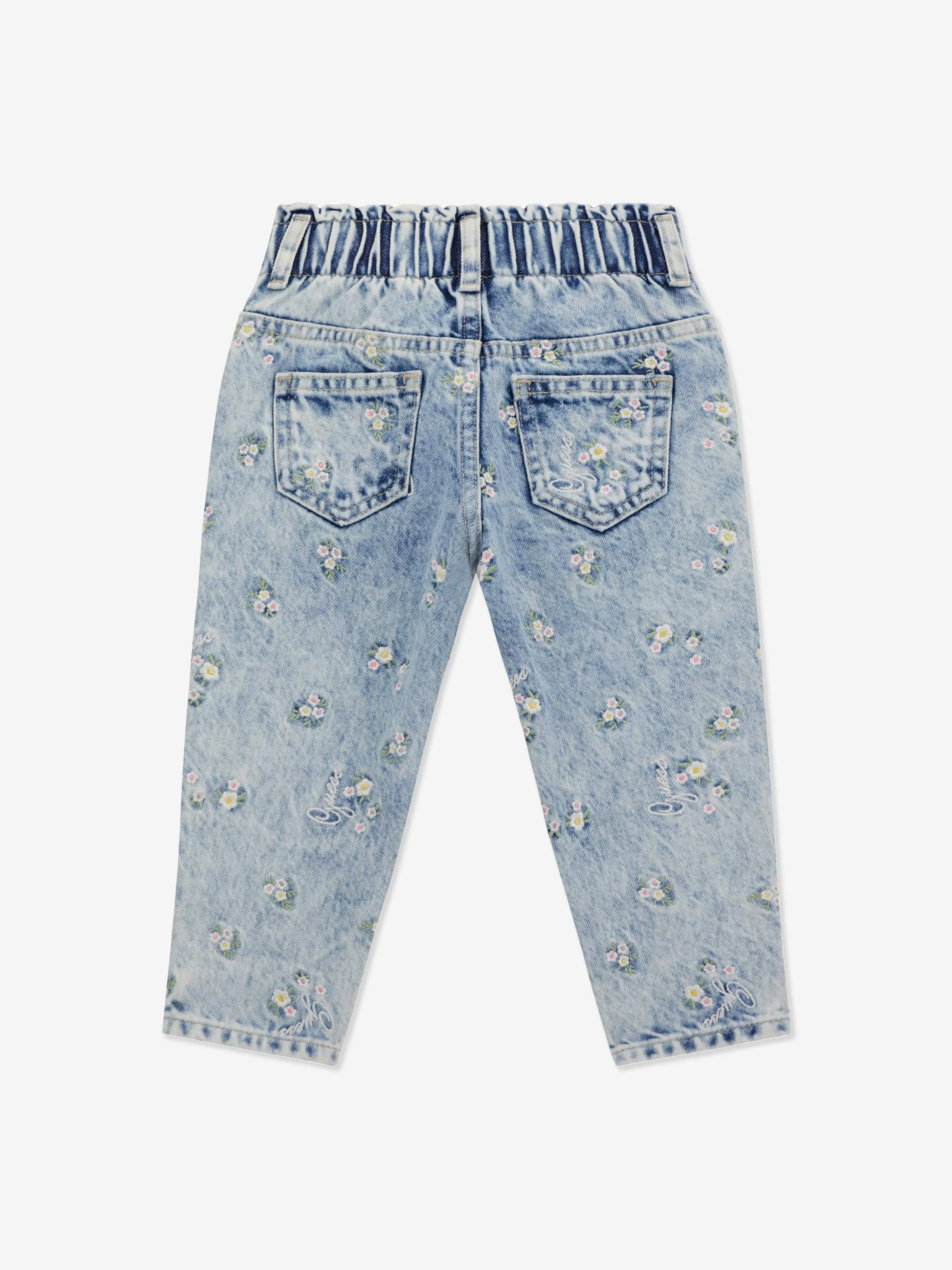 Guess Girls Embroidered Flower Jeans in Blue