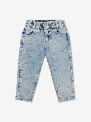 Guess Girls Embroidered Flower Jeans in Blue