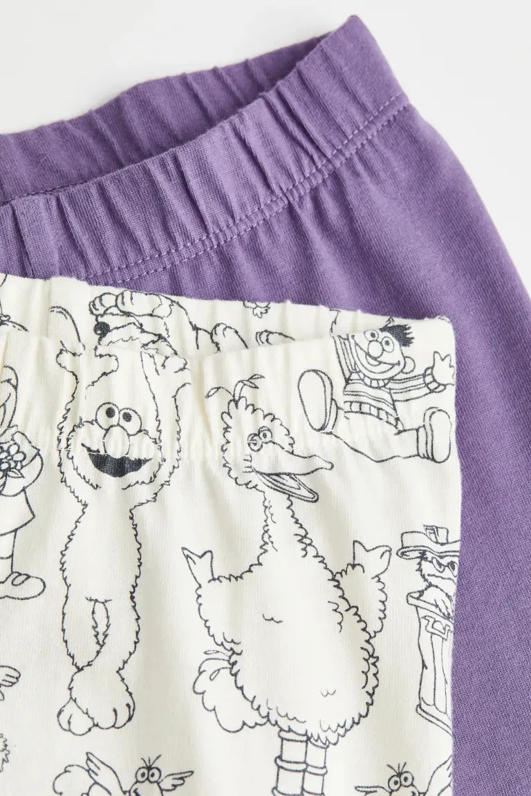 H&M Printed Jersey Pajamas Set of 2, Purple/Sesame Street