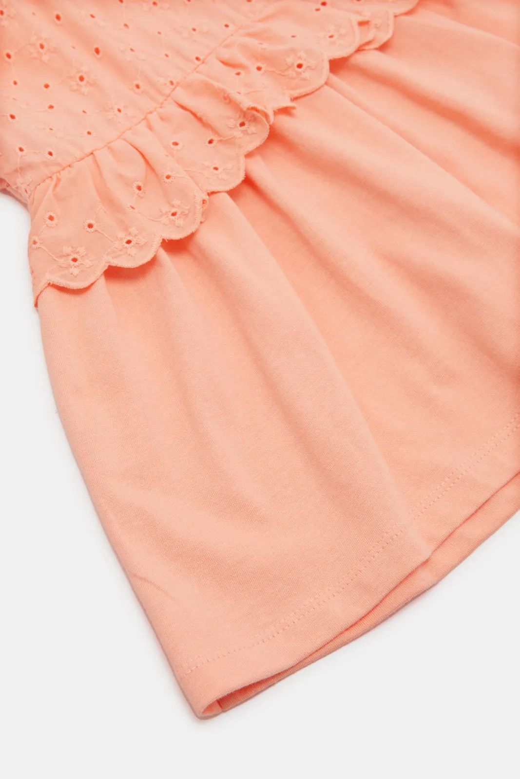 Infant Girls Coral Embroidered Blouse