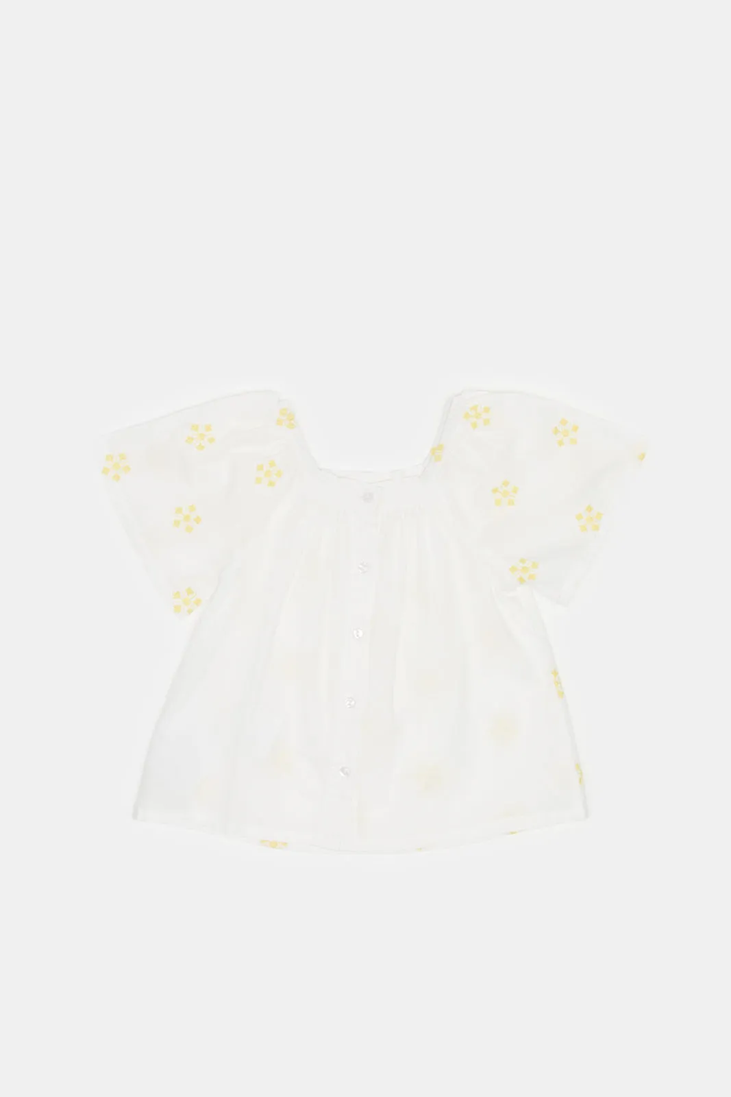 Infant Girls Ivory All Over Embroidery Blouse