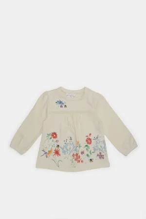 Infant Girls Ivory Embroidery Blouse