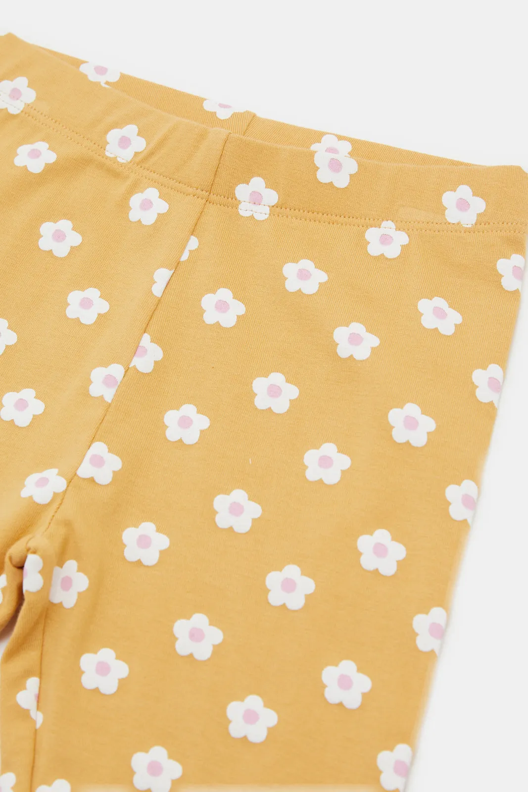 Infant Girls Mustard Floral Printed Leggings