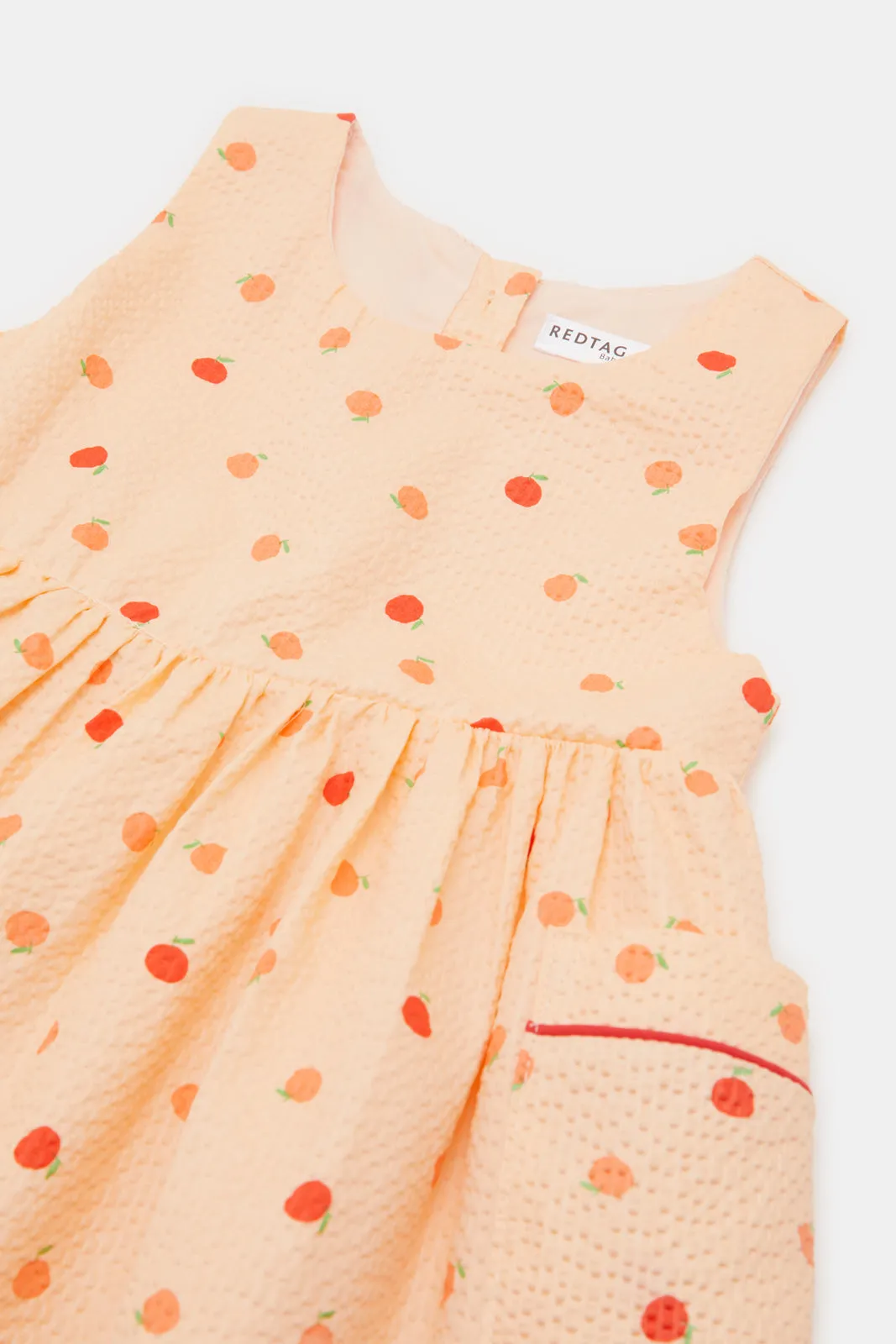 Infant Girls Orange Printed Dress