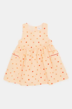 Infant Girls Orange Printed Dress