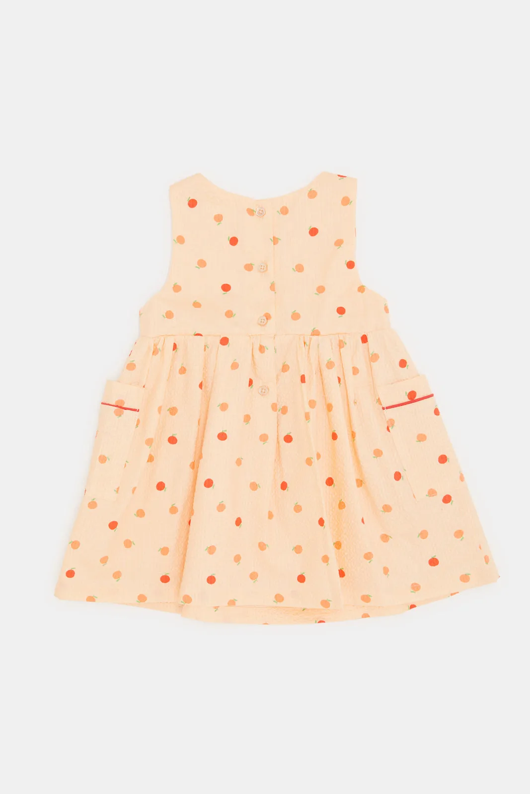 Infant Girls Orange Printed Dress