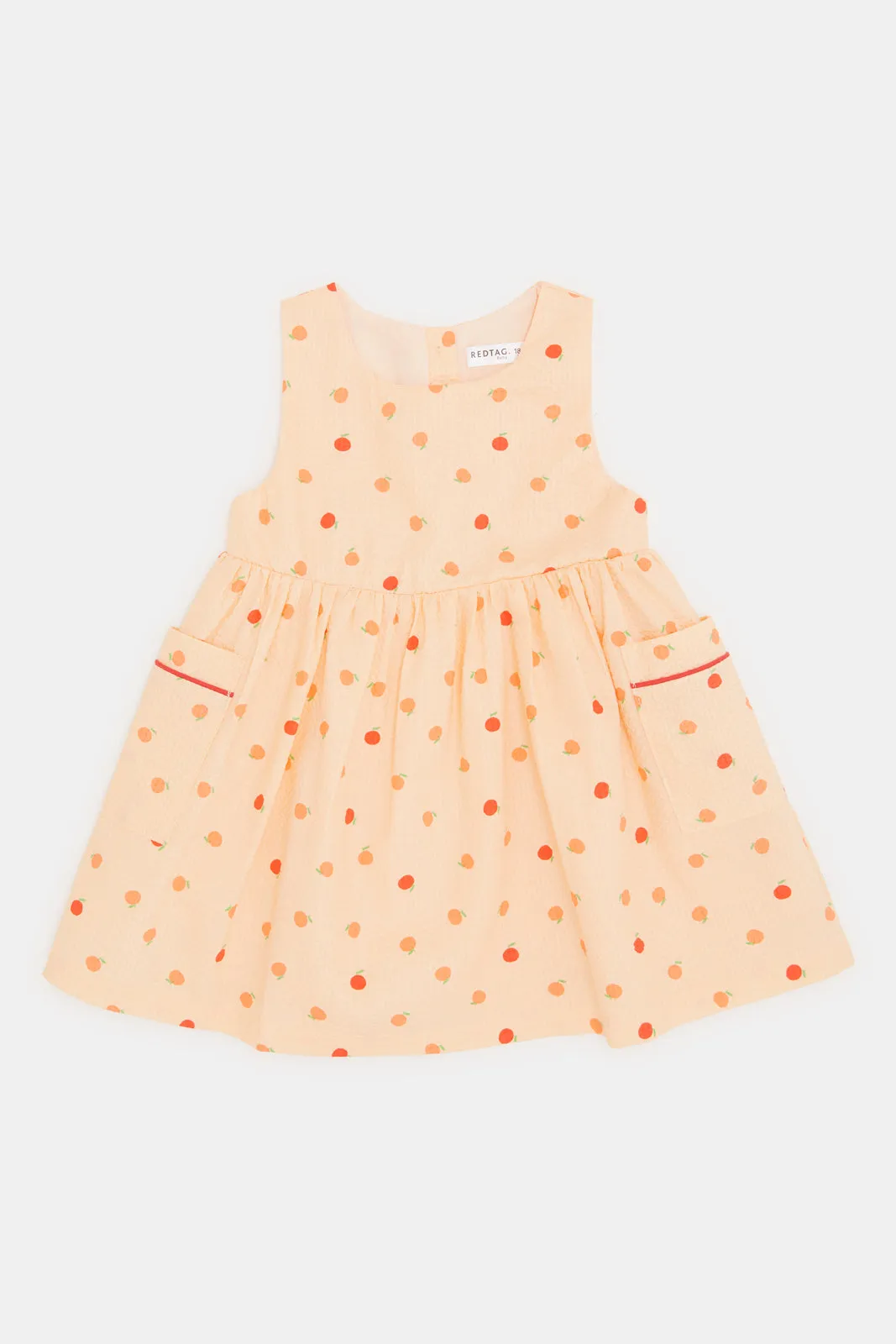 Infant Girls Orange Printed Dress