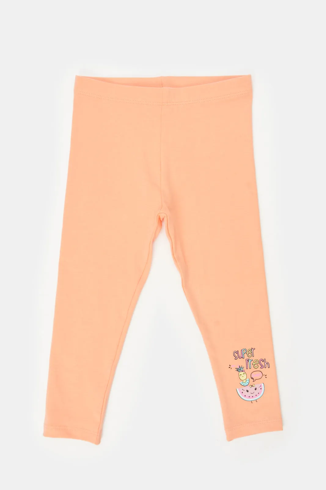 Infant Girls Orange Printed Leggings