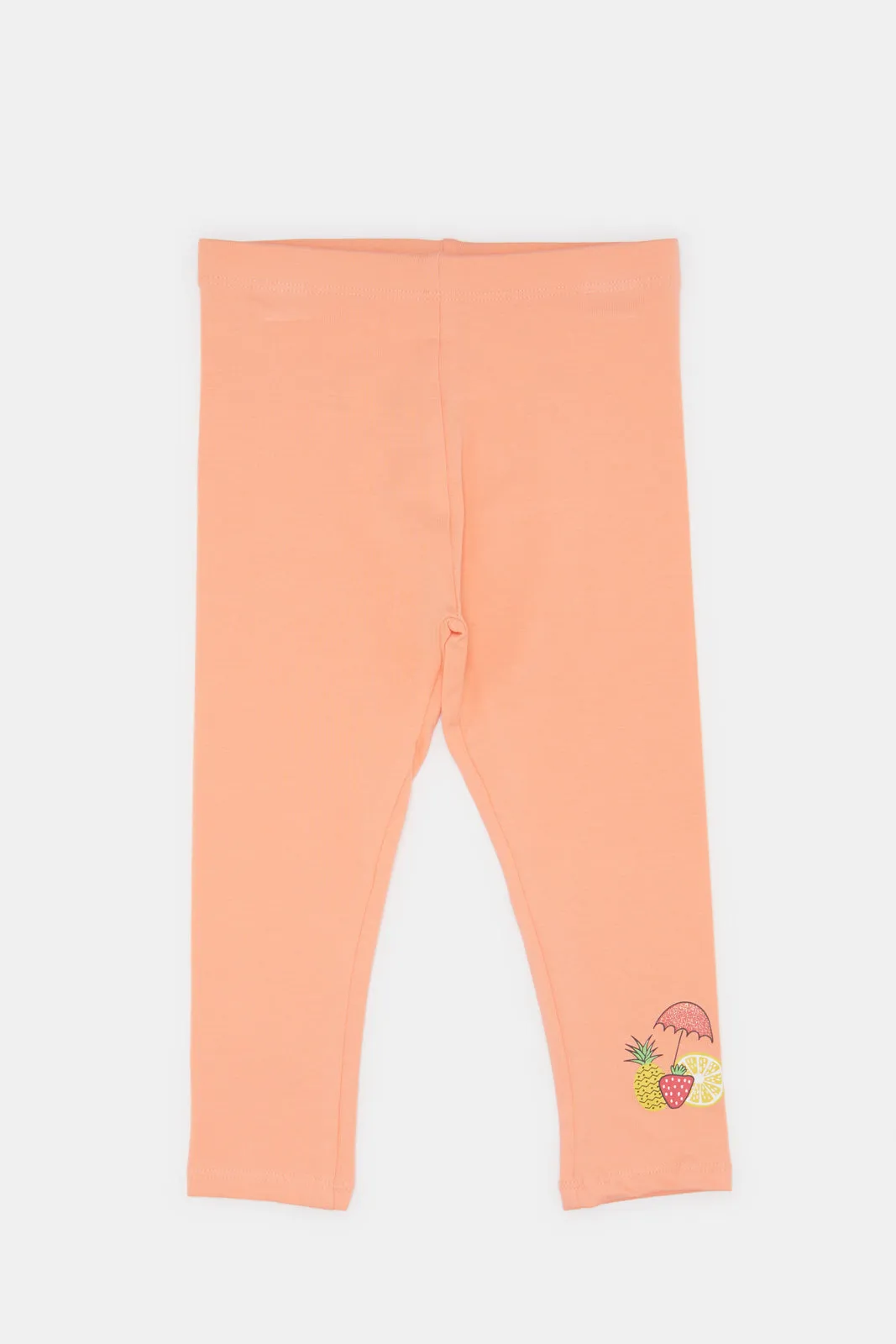 Infant Girls Peach Printed Leggings