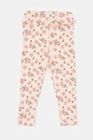 Infant Girls Pink Printed Leggings