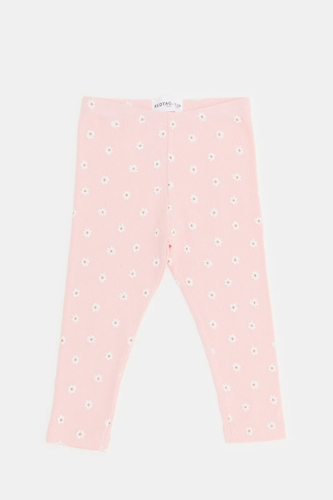 Infant Girls Pink Solid Rib Leggings