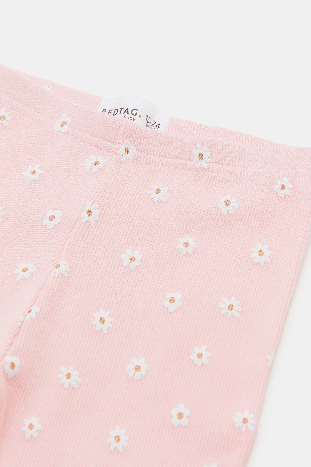 Infant Girls Pink Solid Rib Leggings