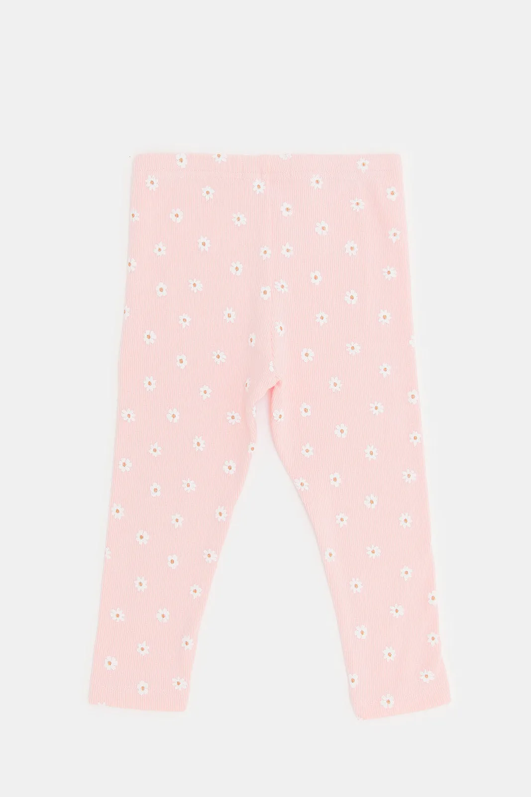 Infant Girls Pink Solid Rib Leggings