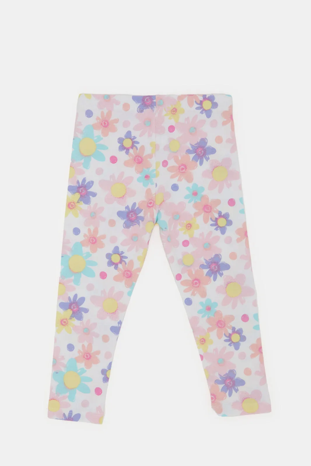 Infant Girls White Floral Printed Leggings