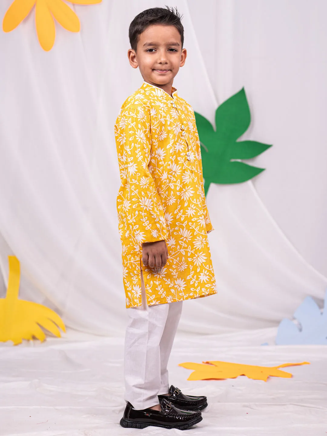 Jashvi Yellow And White BHAI BEHEN Siblings Matching Set