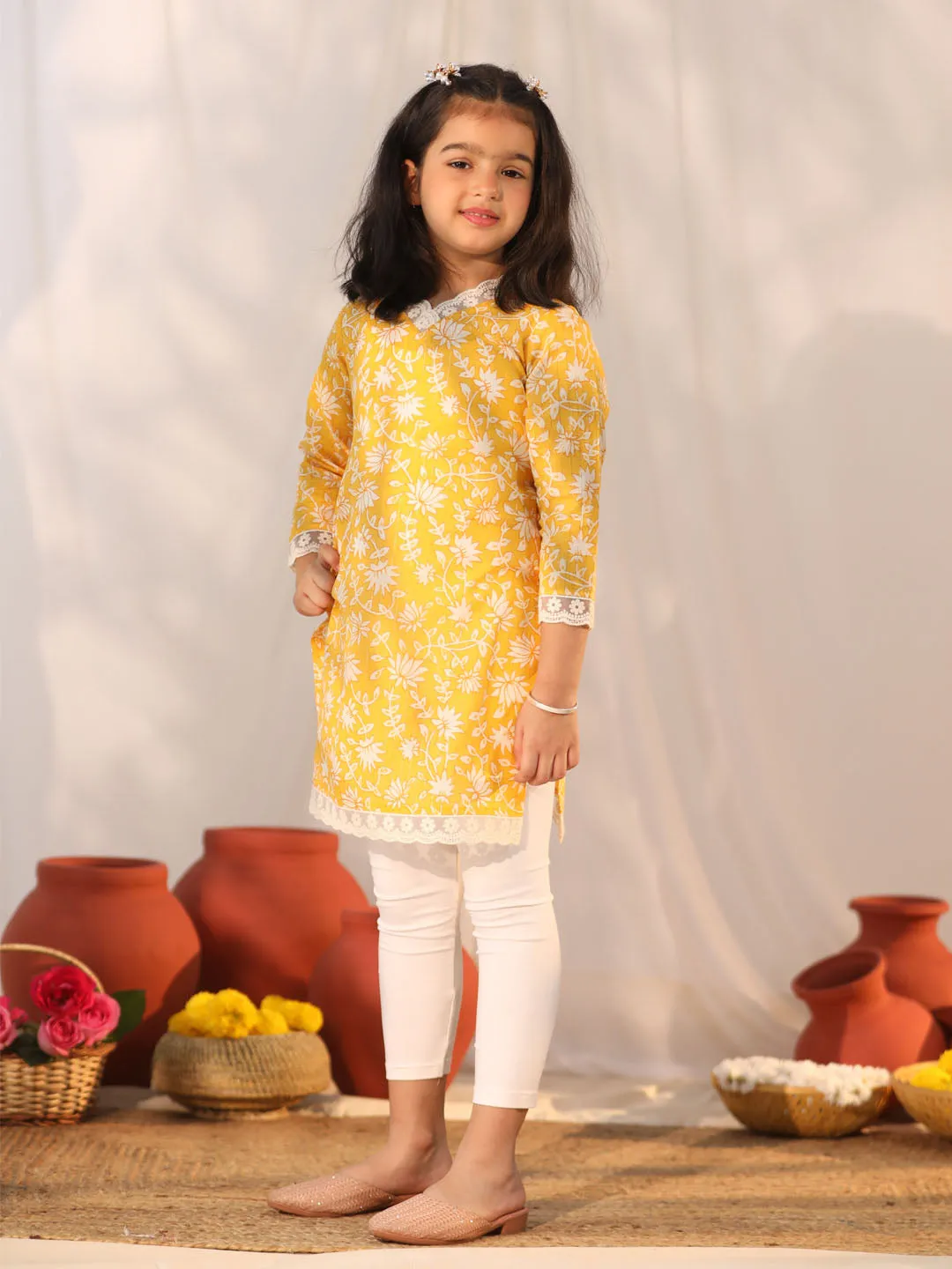 Jashvi Yellow And White BHAI BEHEN Siblings Matching Set