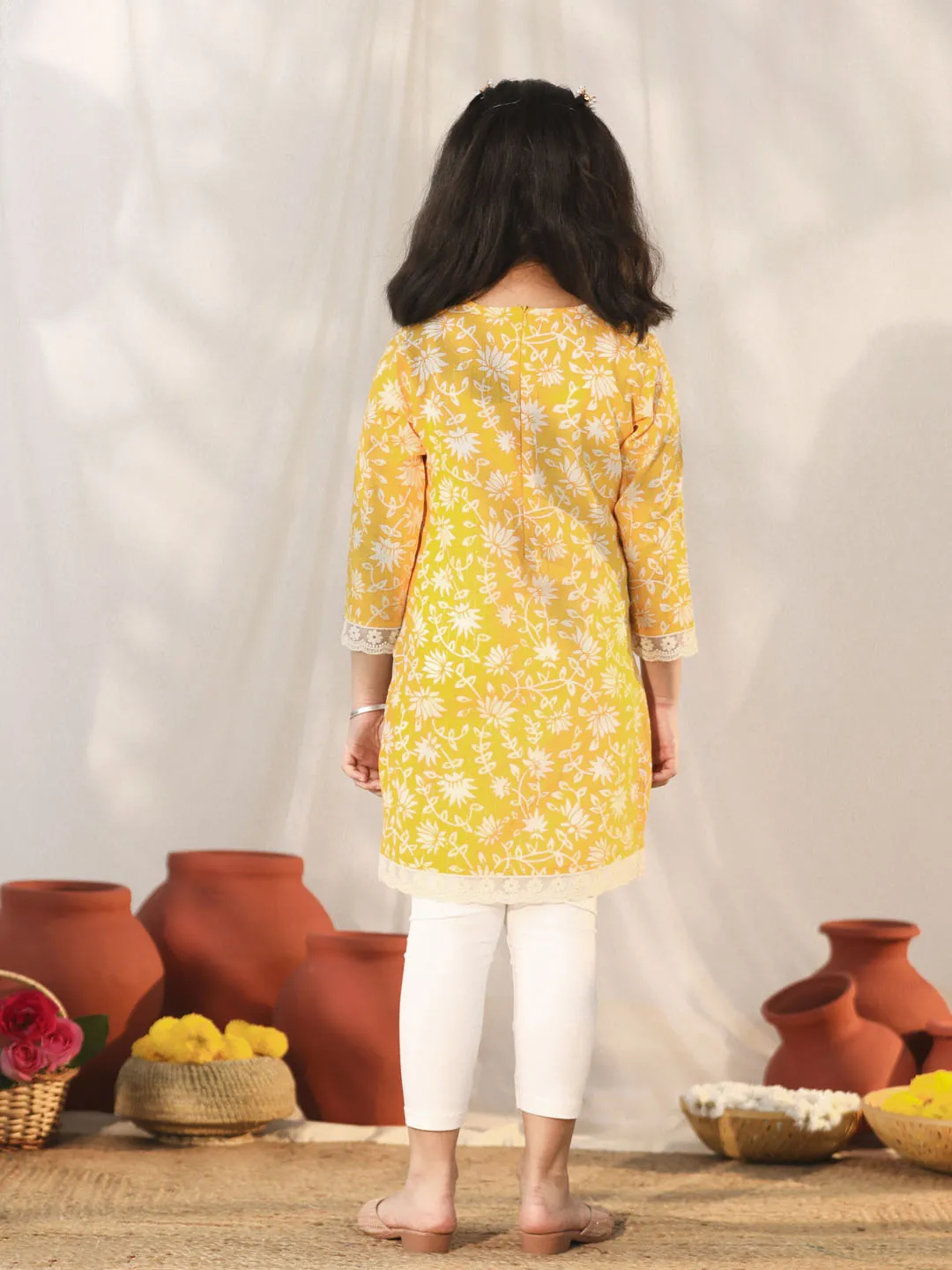 Jashvi Yellow And White BHAI BEHEN Siblings Matching Set