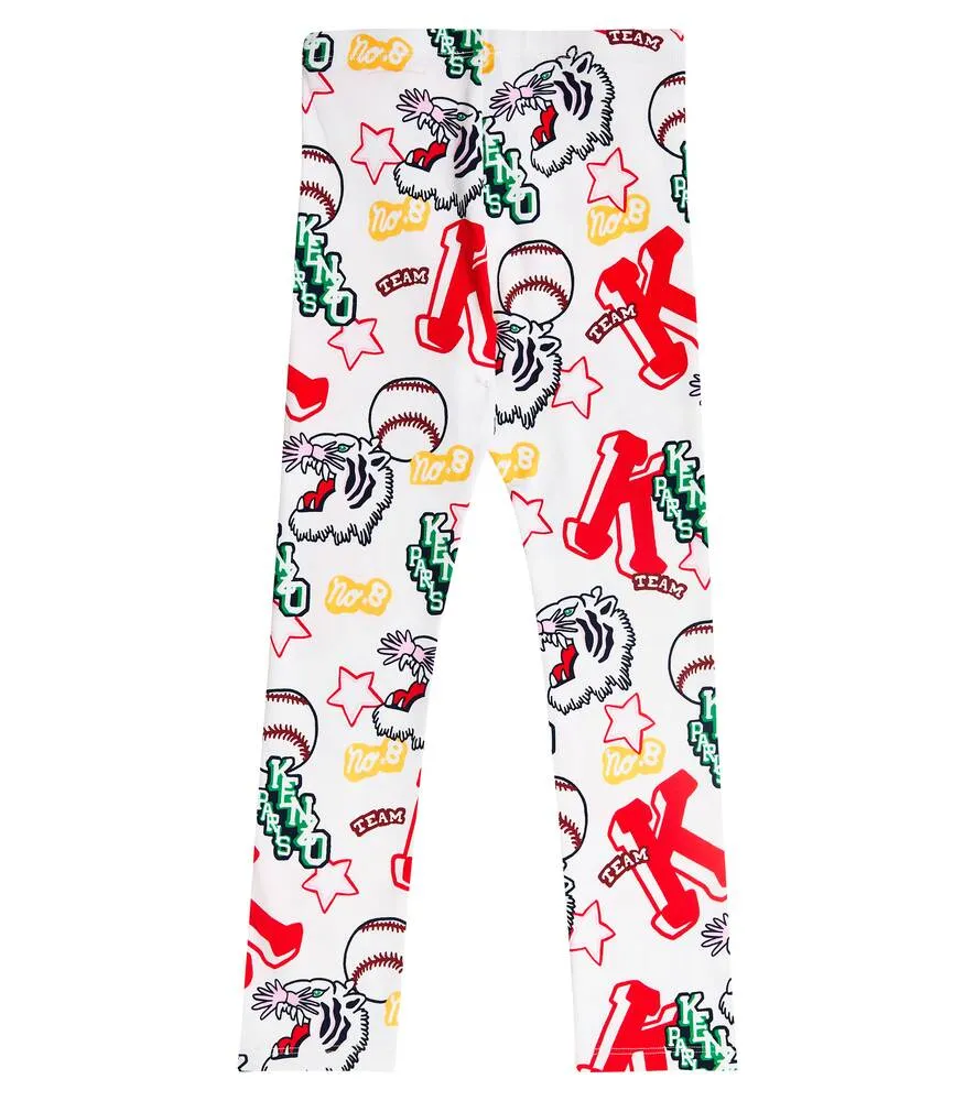 Kenzo Printed Cotton Blend Leggings, Multicolor