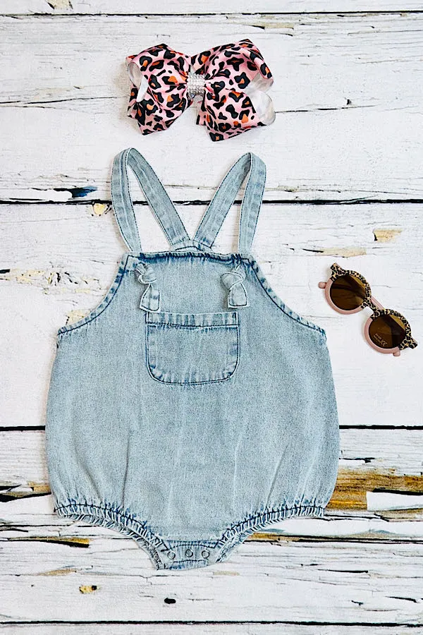 Light wash denim baby strap overalls 230211M