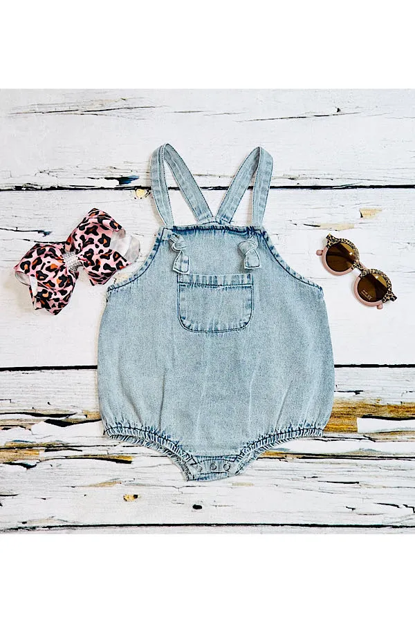 Light wash denim baby strap overalls 230211M