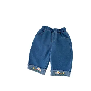 Little Girl Embroidered Jeans Denim Bottom Pants