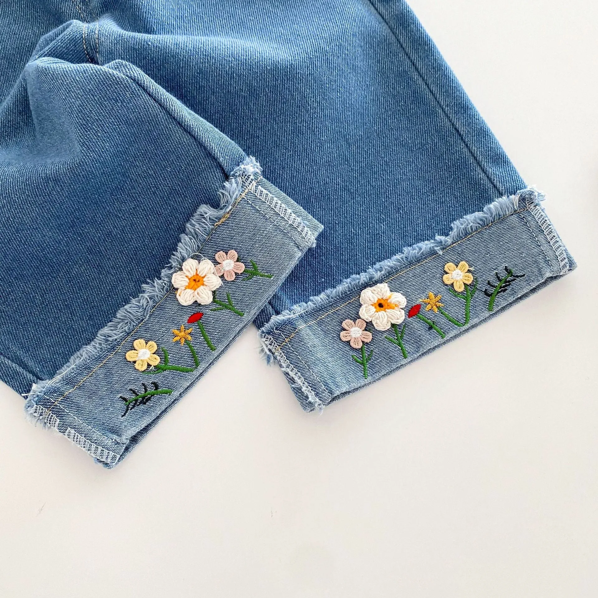 Little Girl Embroidered Jeans Denim Bottom Pants