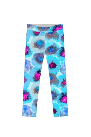 Little Medusa Lucy Cute Blue Printed Leggings - Girls