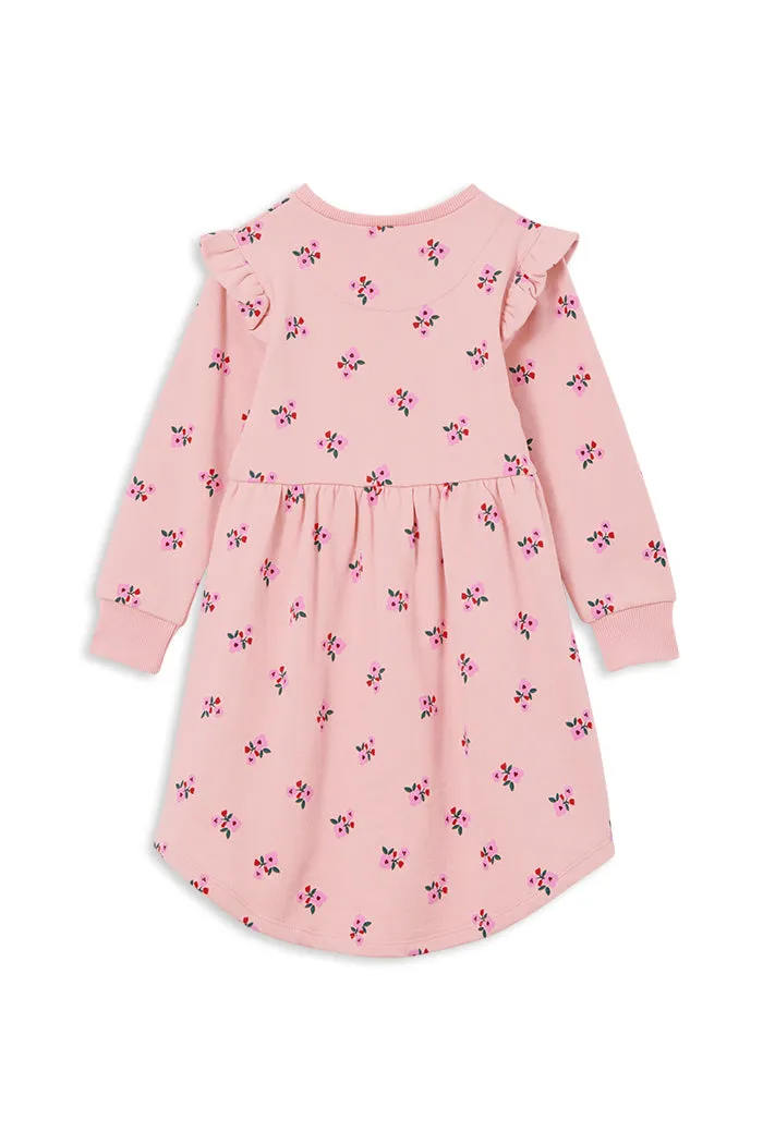 MILKY BLOSSOM FLEECE HI LO DRESS