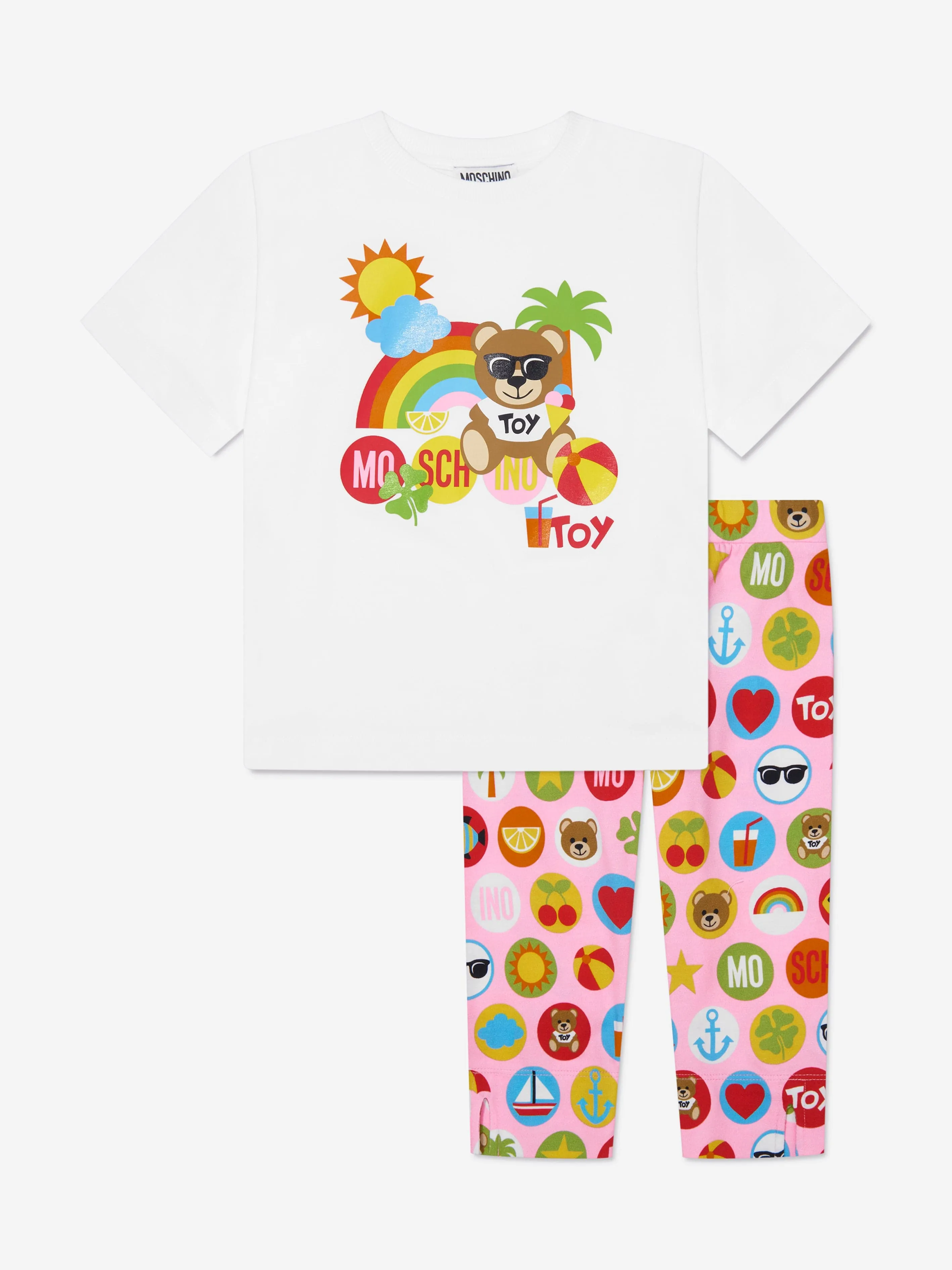 Moschino Girls Maxi T-Shirt And Leggings Set in White