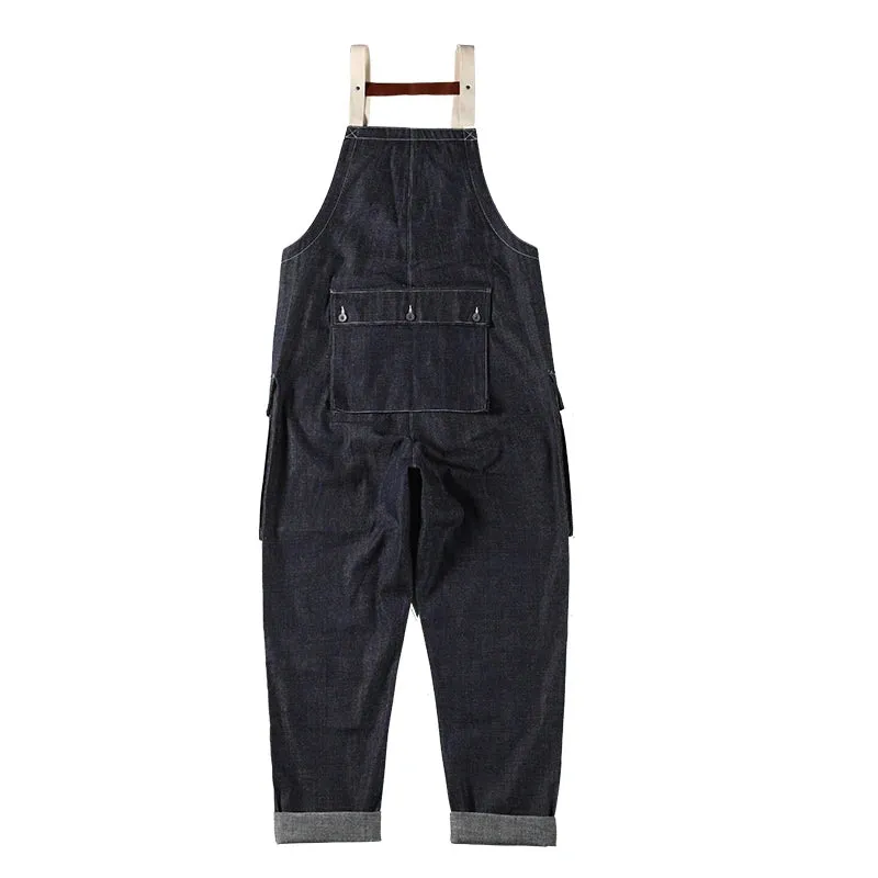 Naval Dungaree Army Vintage Style Denim Men Overalls - Loose Fit