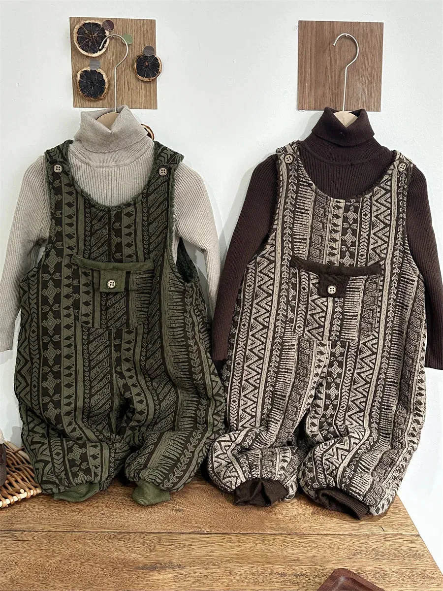 Patterned Sherpa Overalls