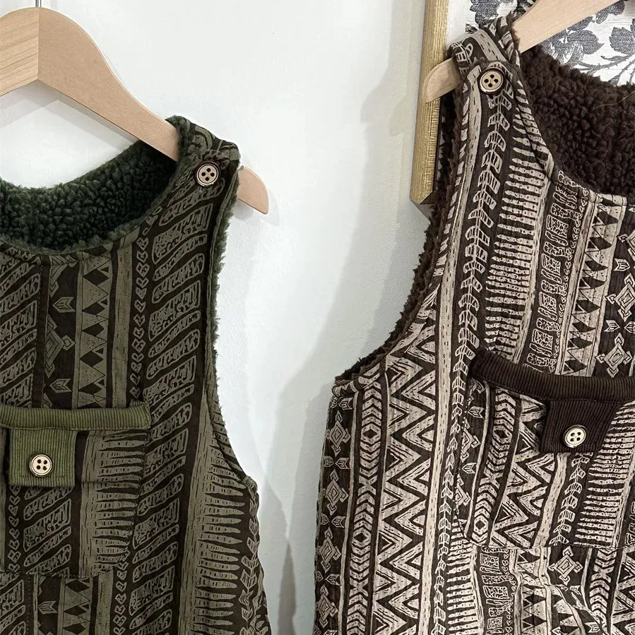 Patterned Sherpa Overalls