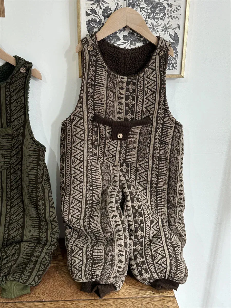 Patterned Sherpa Overalls