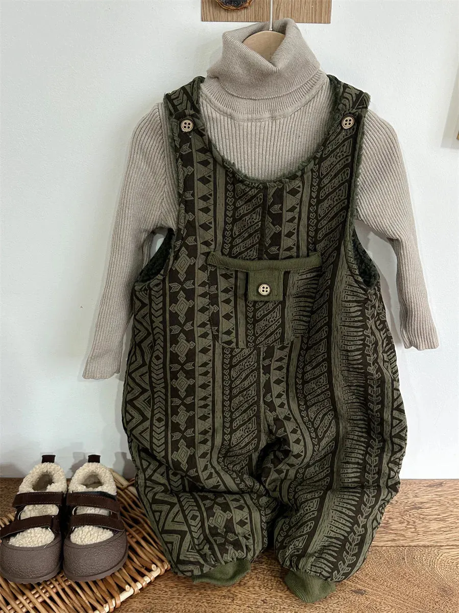 Patterned Sherpa Overalls