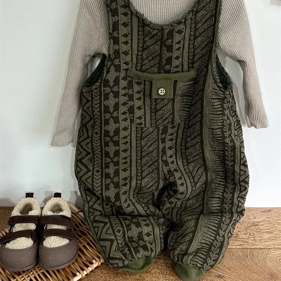 Patterned Sherpa Overalls