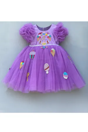 Personalised lavender icecream candies embroidered dress