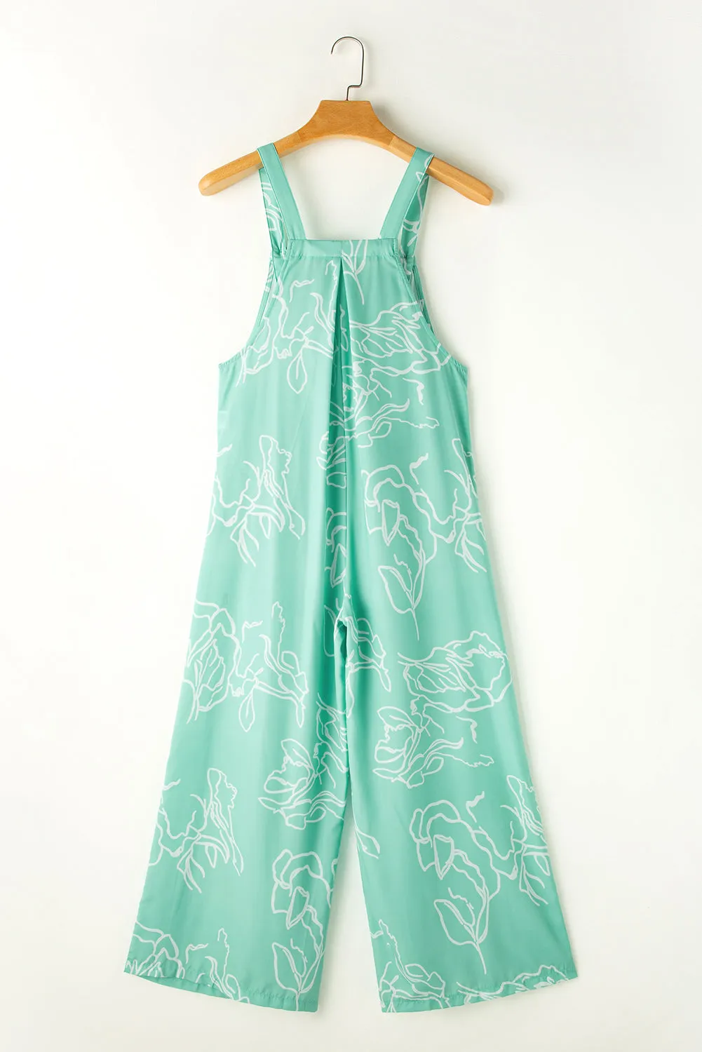 Printed Bib Wide Leg Overalls