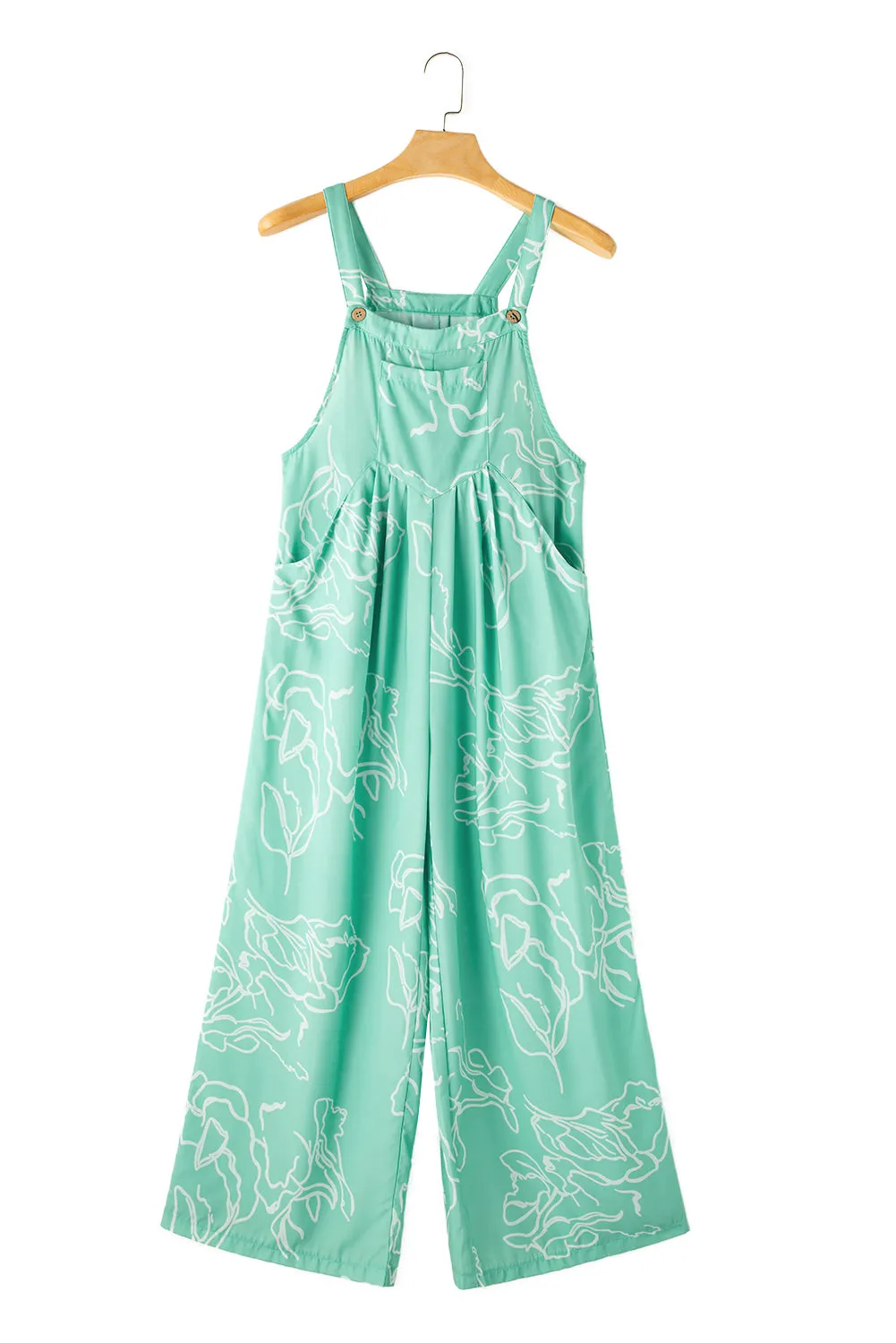 Printed Bib Wide Leg Overalls