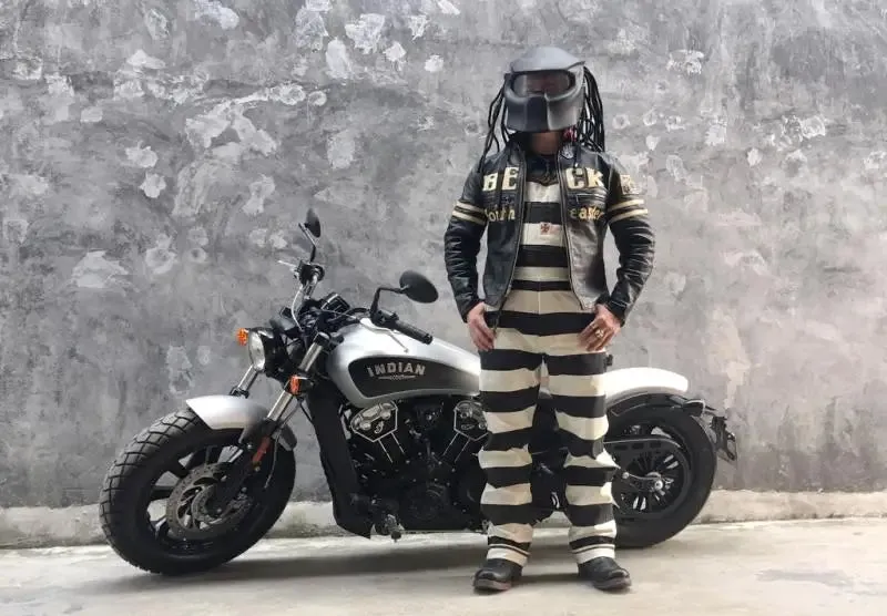 Prisoner Striped Overalls Vintage Men's Motorcycle Biker Racing Pants