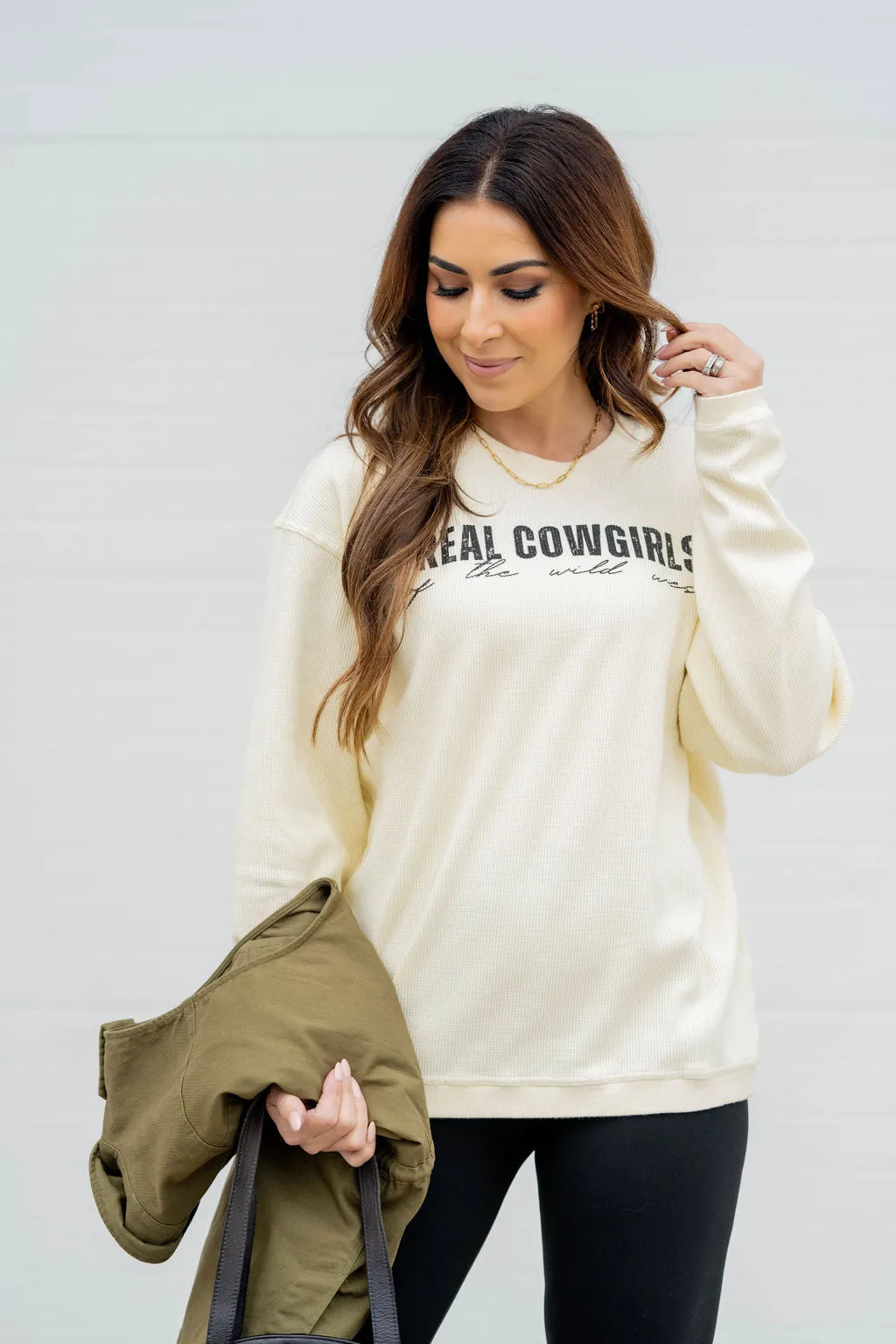 Real Cowgirls Waffled Graphic Crewneck