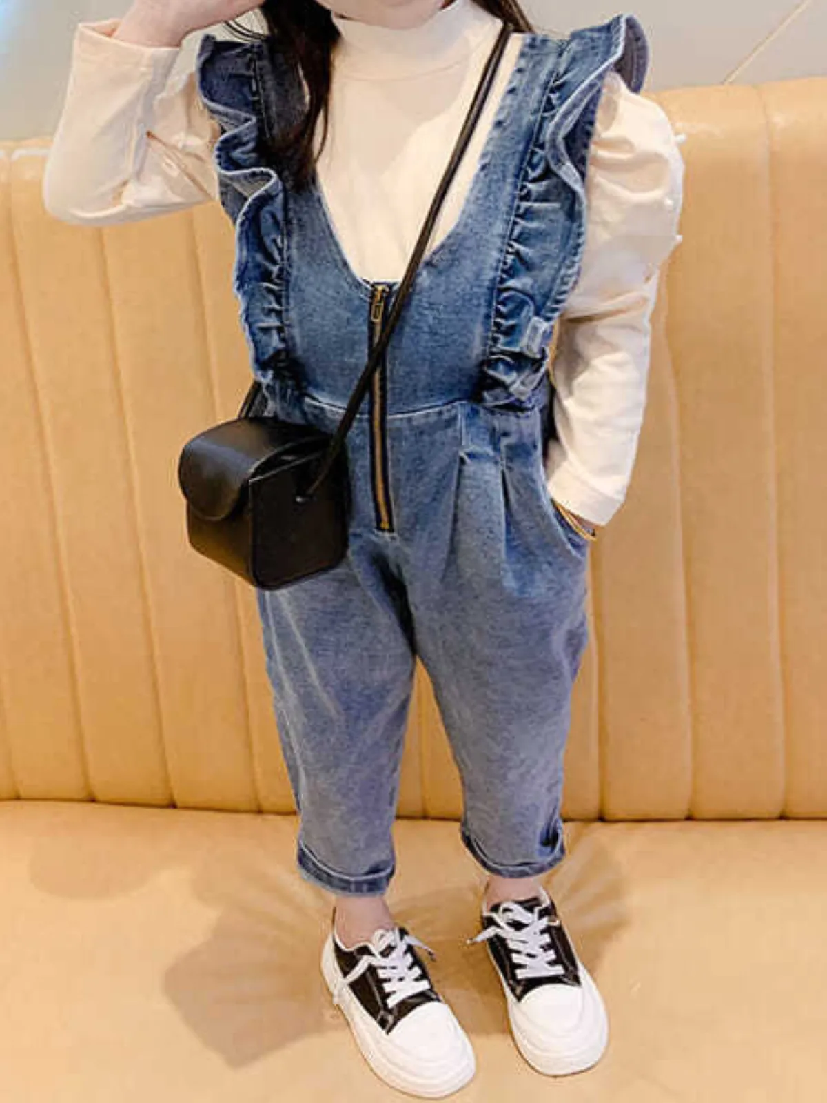 Ruffled Perfection Ruffle Denim Overalls