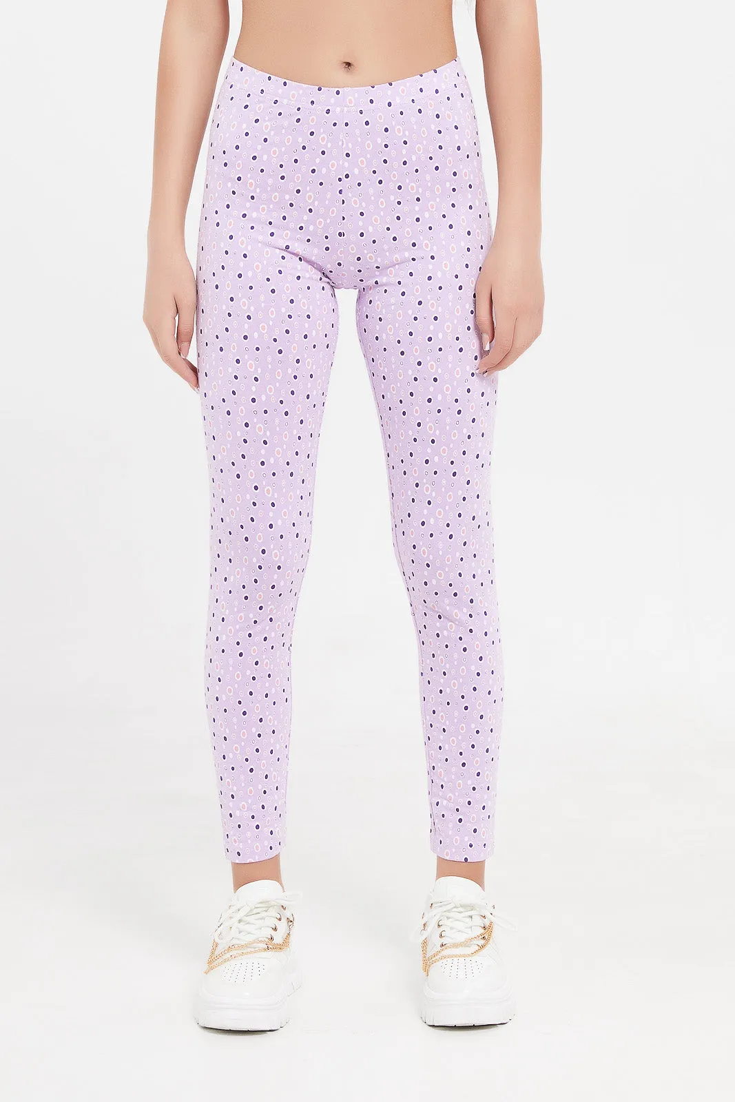 Senior Girls Lilac Print Leggings