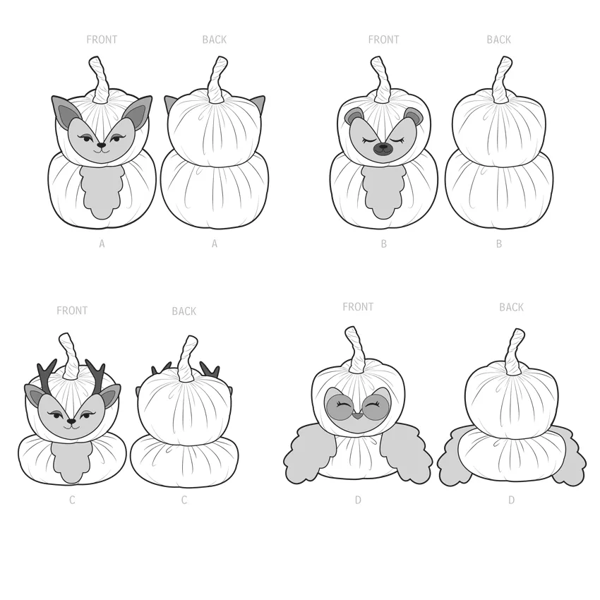 Simplicity Sewing Pattern S9622 PLUSH PUMPKIN ANIMALS