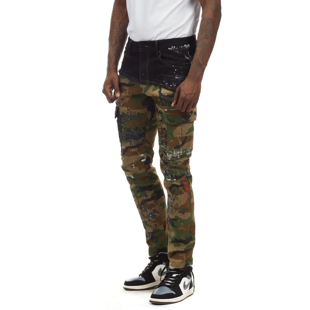 Slim Doodle Fashion Twill Pants - Wood Camo