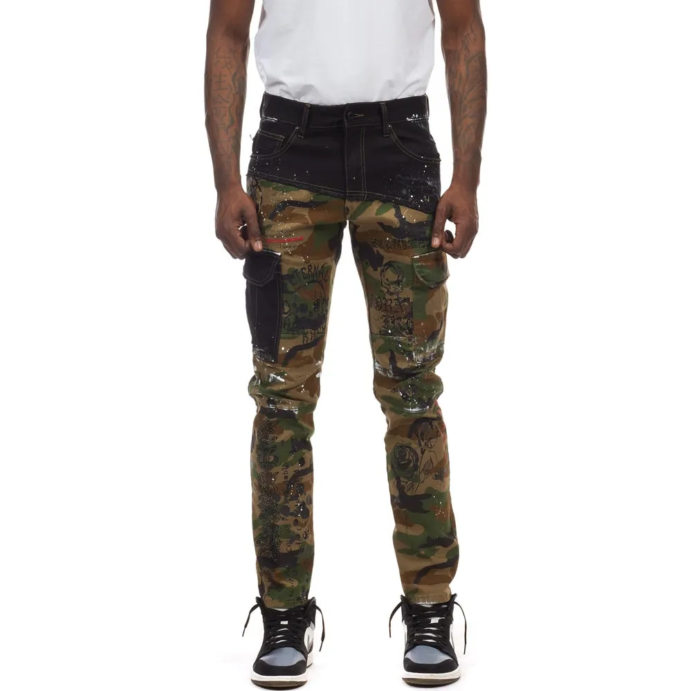 Slim Doodle Fashion Twill Pants - Wood Camo