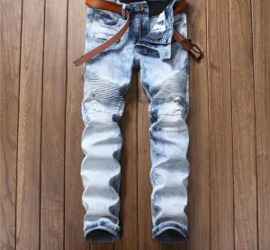 Slim fit Snow Wash Biker Denim Jeans