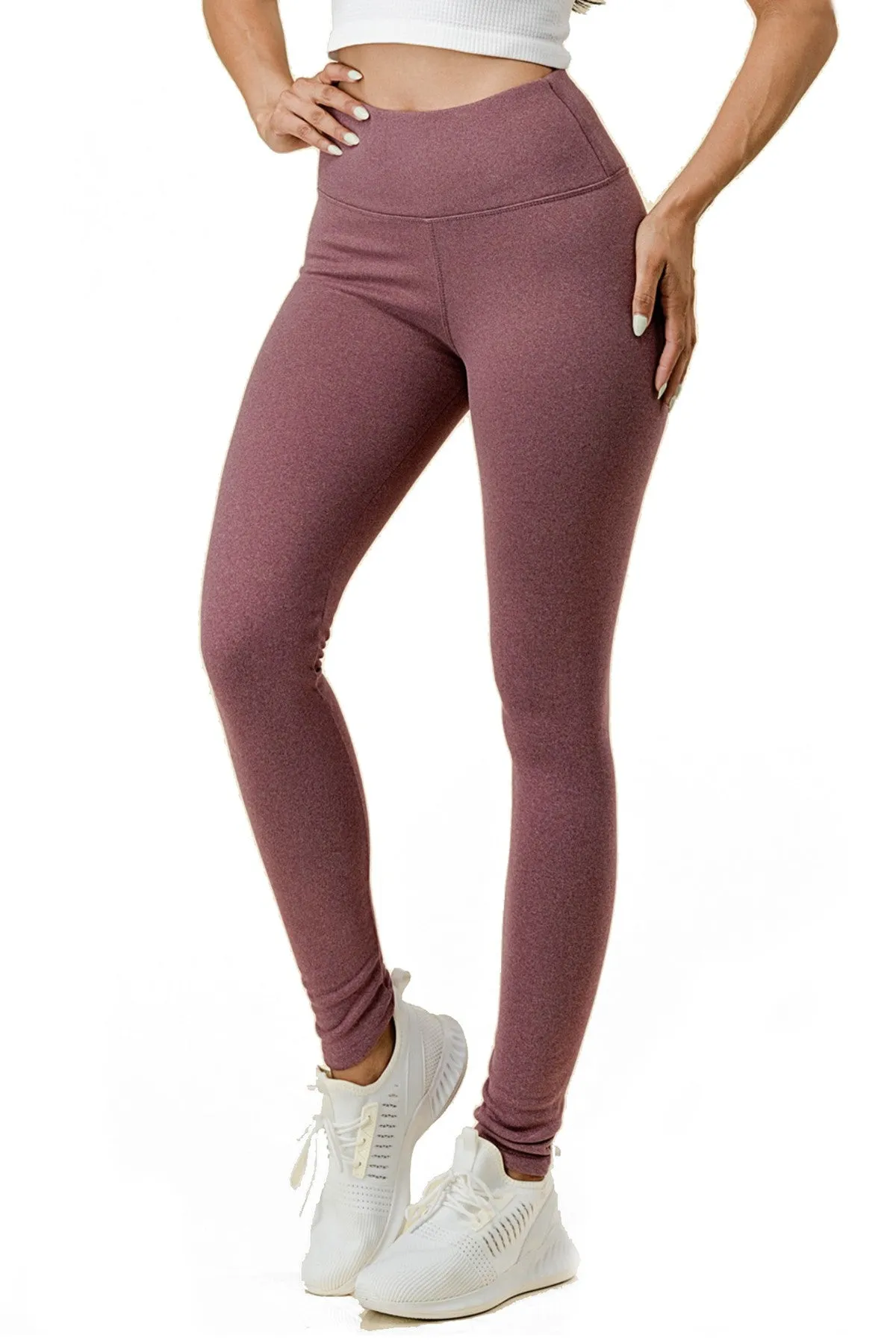 Solid Color Yoga Waist 5" FLEECE Lined Sweater Leggings (S/M, L/XL)